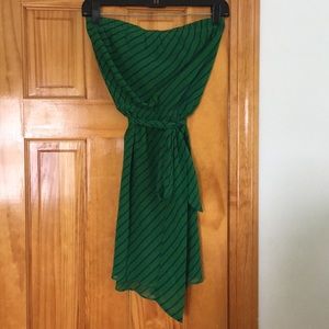 Green and blue stripped mini dress